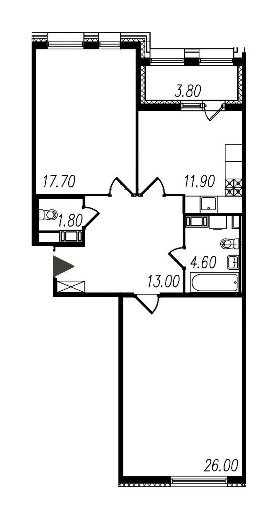 Двухкомнатная квартира в : площадь 75 м2 , этаж: 8 – купить в Санкт-Петербурге